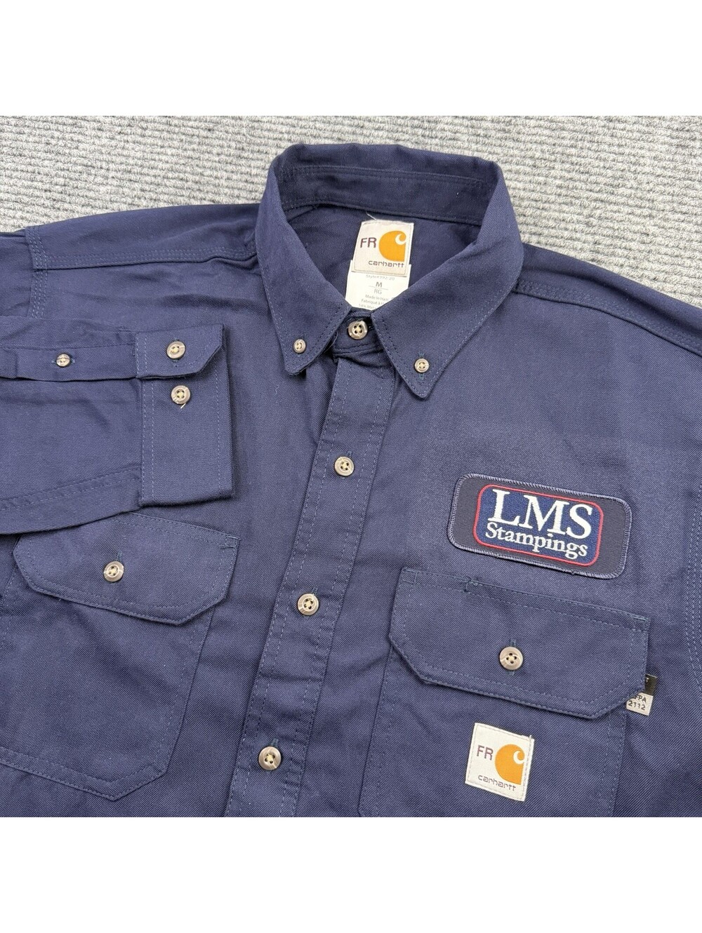 Carhartt Fire Resistant Industrial Work Shirt Men’s Medium Navy Blue MPN 392-20